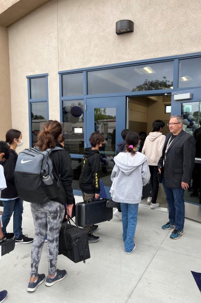 Mr. Ghiassi Welcoming Students to New PV Music Building