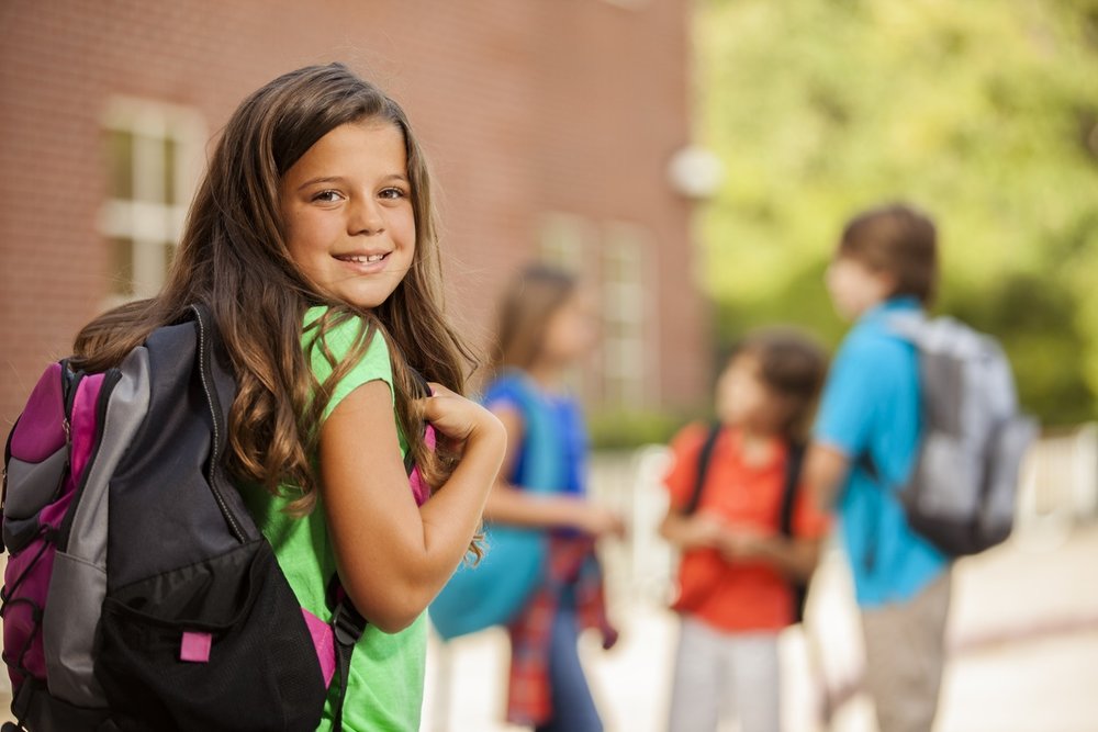 Girl walking to school