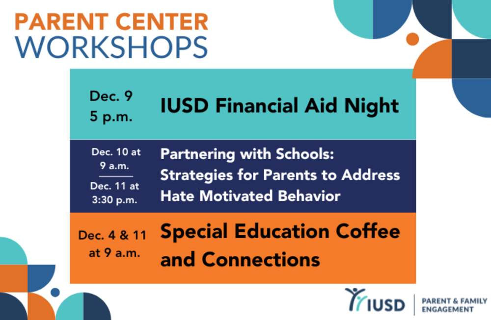 Parent Center Workshops for December