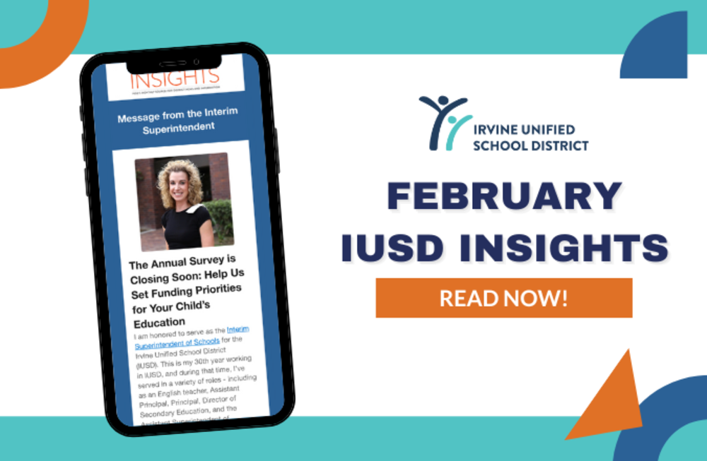 February IUSD Insights newsletter on a cell phone screen