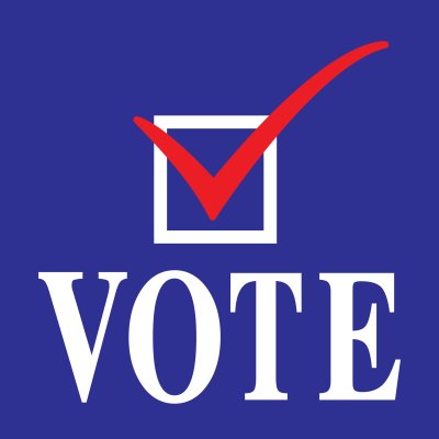 Vote and check mark graphic